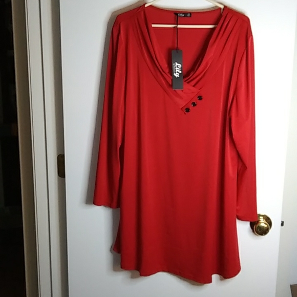 Lily by Firmiana Dress Red V neck. Size 3XL - Picture 1 of 8